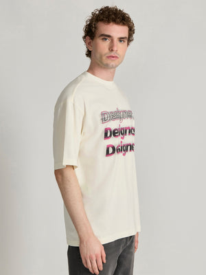 Lona - Designers Printed Baggy T-Shirt - Cream - Espanshe