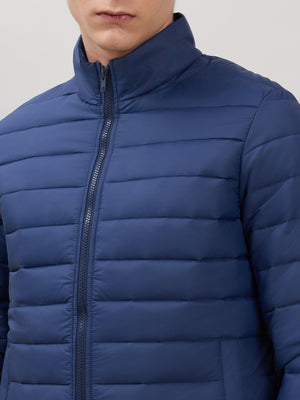 Terra - Regular Zip-Up Puffer Jacket - Navy - Espanshe