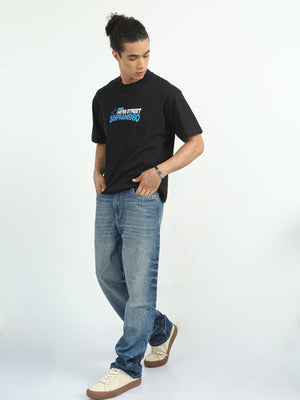 distressed jean with relaxed fit
ripped jeans for men
patched jean for men