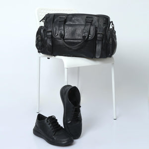 Leather Duffle Bag - Black - Espanshe
