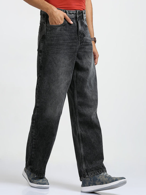 Men's Dark Grey Loose Fit Baggy Jeans