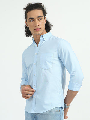 Classy Oxford Full Sleeve Shirt - Blue - Espanshe