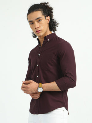 Classy Oxford Full Sleeve Shirt - Maroon - Espanshe