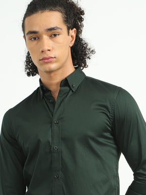 Mart Satin Shirt Dark Green - Espanshe