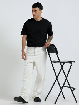 loose fit jean with patches and distress
Loose fit pants for men
patched pants or men