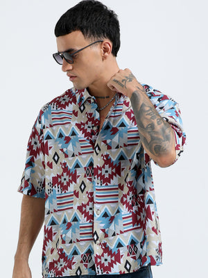 cropped baggy fit shirt with casual print
cropped shirts for men
baggy shirts for men