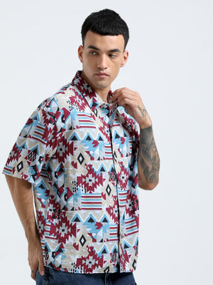 cropped baggy fit shirt with casual print
cropped shirts for men
baggy shirts for men