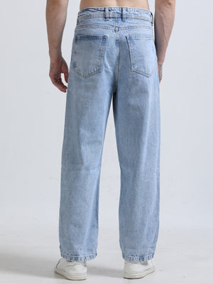 men's Relaxed Patched Jeans - Blue