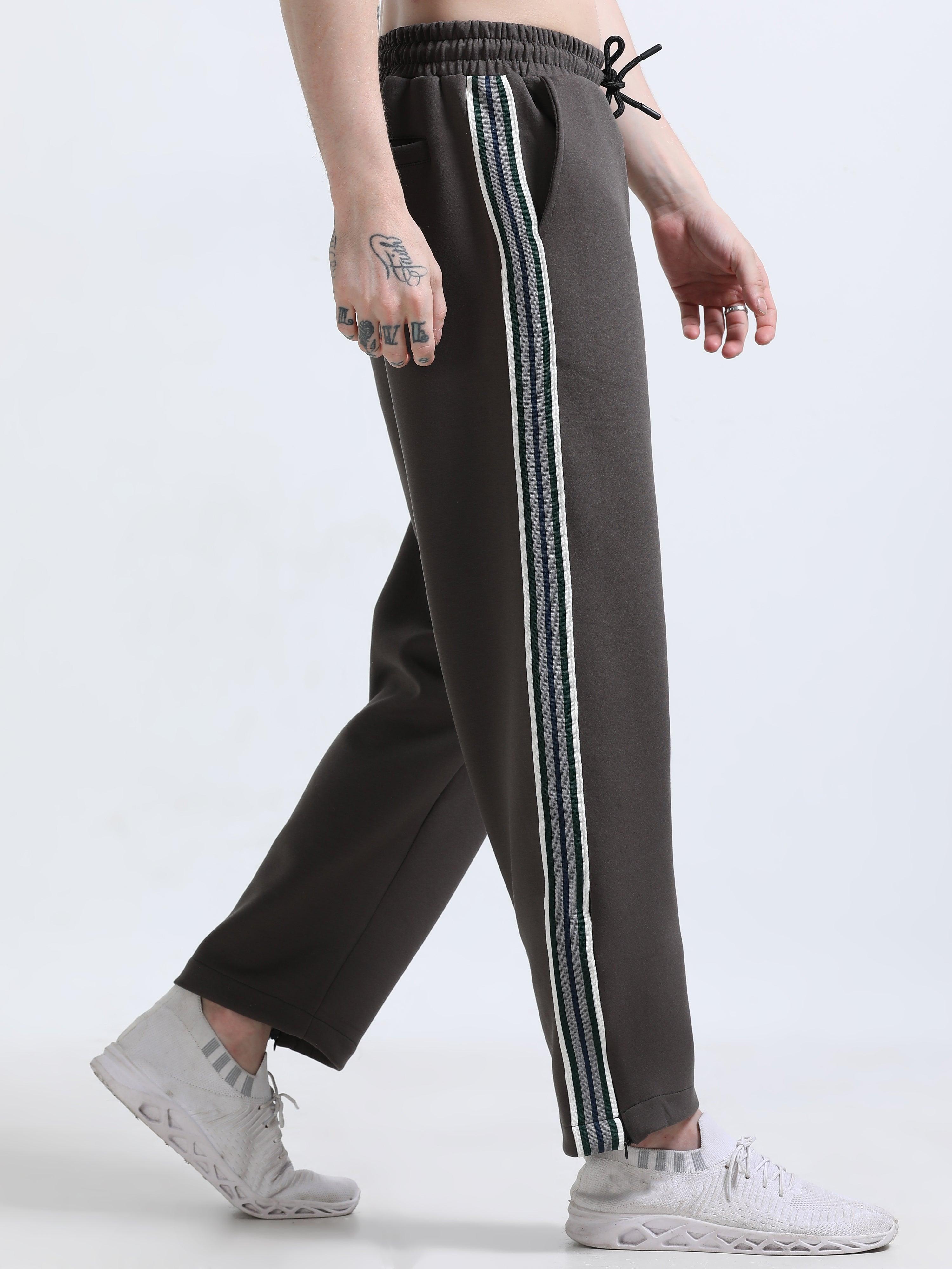 premium Stripped track pants with zippered bottoms
track pants for men
daily wear trackpants for men