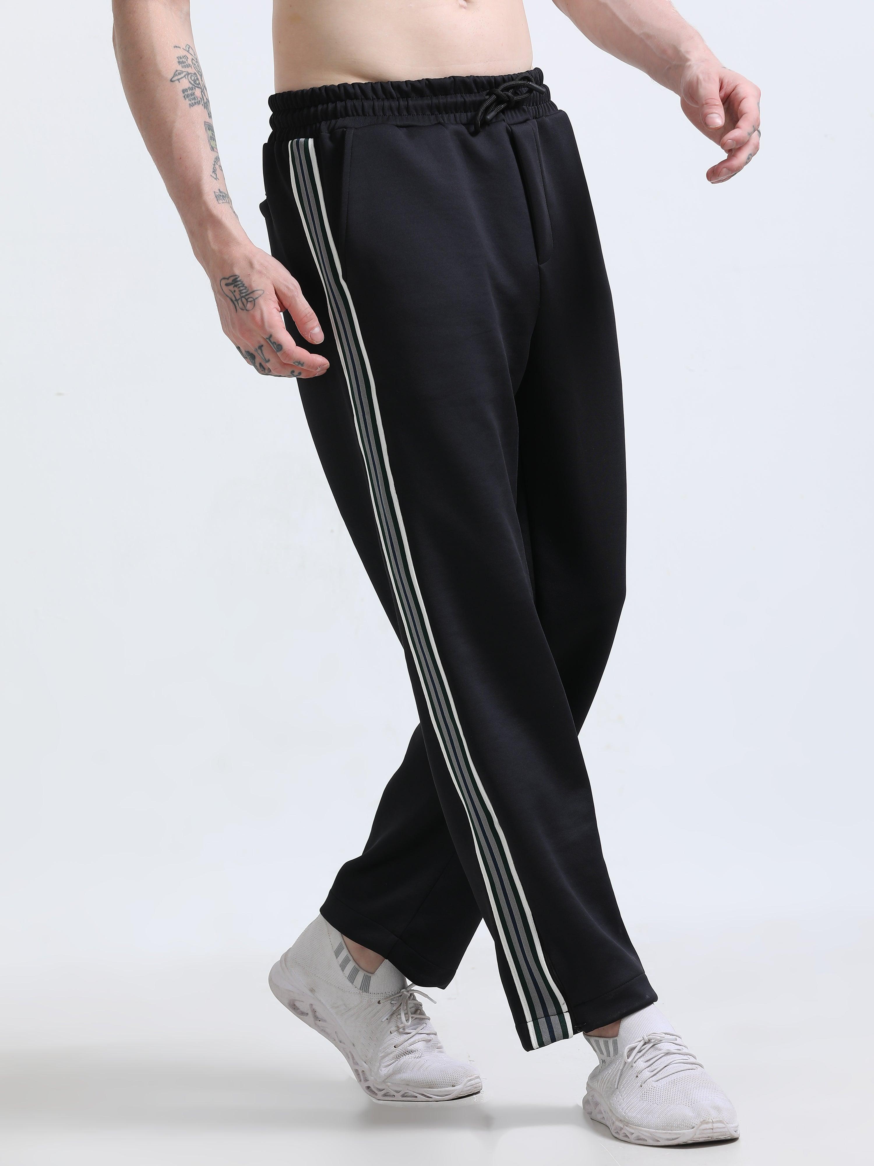 premium Stripped track pants with zippered bottoms
track pants for men
daily wear trackpants for men