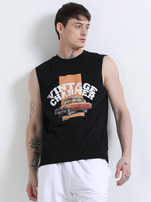 Vintage Charmer Sleeveless T-Shirt - Black - Espanshe