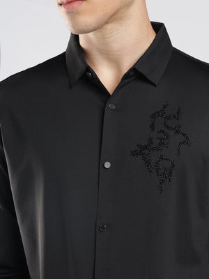 Fatal - Triple Black Stone Embellished Shirt - Espanshe
