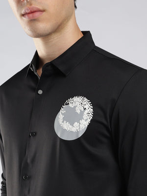Fatal - Graphic Printed Shirt - Black - Espanshe