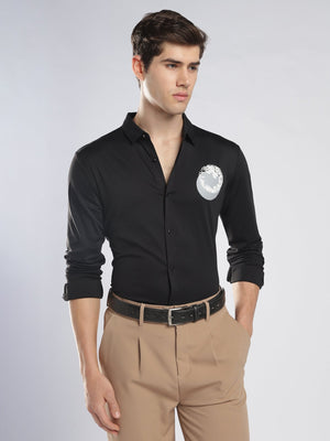 Fatal - Graphic Printed Shirt - Black - Espanshe