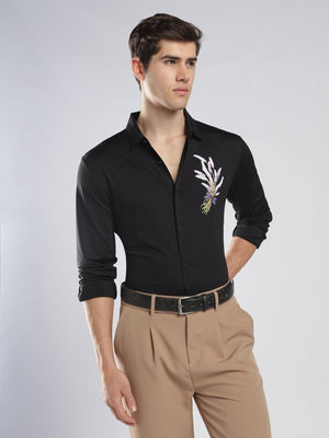Fatal - Floral Printed Shirt - Black - Espanshe