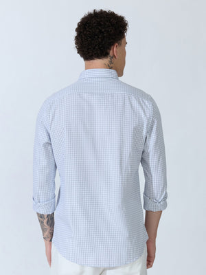 Sara - 100% Cotton Gingham Shirt - Light Grey - Espanshe