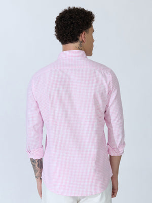 Sara - 100% Cotton Gingham Shirt - Pink - Espanshe
