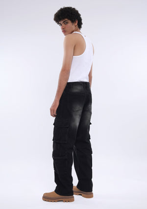 Xylare - Relaxed Cargo Jeans - Black Shade - Espanshe