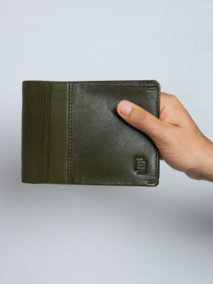 Arctic-3 - Bi-Fold Leather Wallet - Green - Espanshe