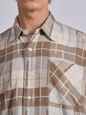 Talbot - Drop Shoulder Checks Shirt - Brown - Espanshe
