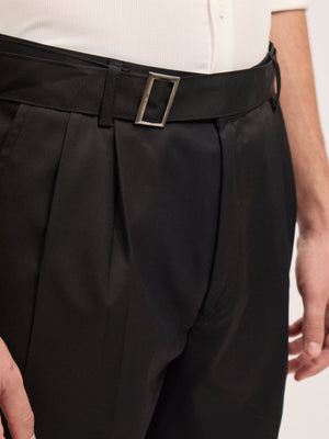 Maximilian - Beltless Baggy Formal Pant - Black - Espanshe