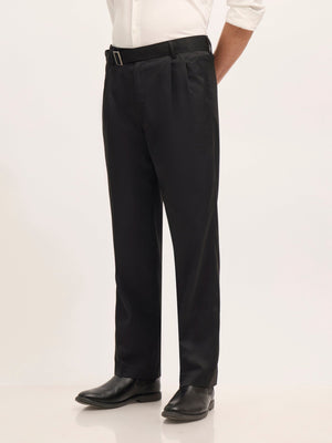 Maximilian - Beltless Baggy Formal Pant - Black - Espanshe