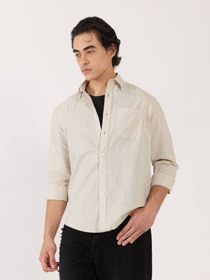 Men's Relaxed Linen Shirt - cream