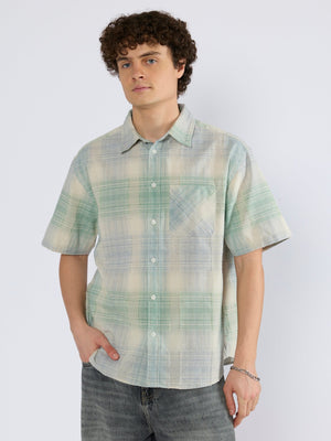 Orvar - Half Sleeve Checks Shirt - Light Green - Espanshe
