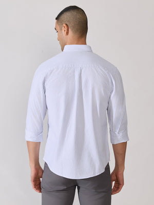 Neocut - Relaxed Striped Oxford Shirt - Light Blue - Espanshe