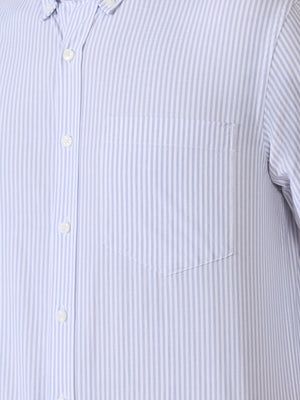 Neocut - Relaxed Striped Oxford Shirt - Light Blue - Espanshe