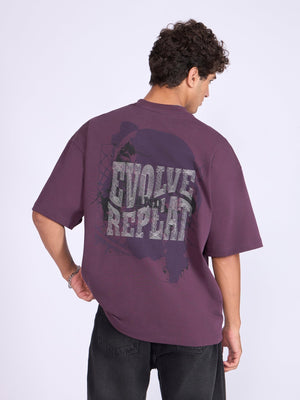 Evolution - Baggy Printed T-Shirt - Midnight Plum - Espanshe