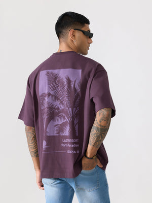 Loveex - Last Resort Party Paradise Printed Dark Purple T-Shirt - Espanshe