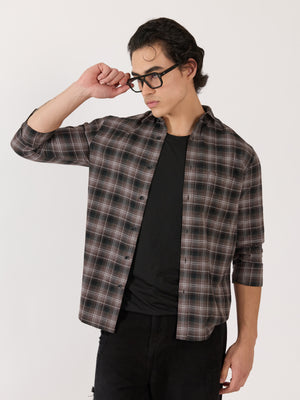 Men's Turkish Fit Checked Shirt - Brown