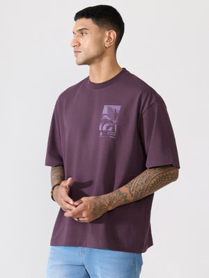 Men's printed t-shirt in dark purple