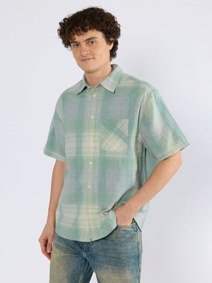 Orvar - Half Sleeve Checks Shirt - Sage Green - Espanshe