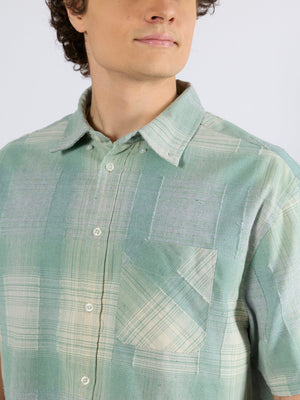 Orvar - Half Sleeve Checks Shirt - Sage Green - Espanshe