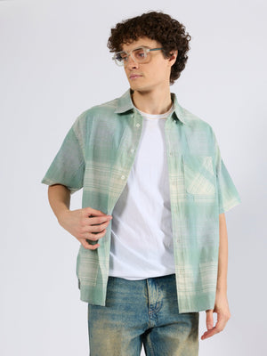 Orvar - Half Sleeve Checks Shirt - Sage Green - Espanshe