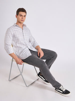 Men's Checkered Shirt in White