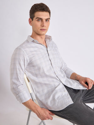 Men's Checkered Shirt in White