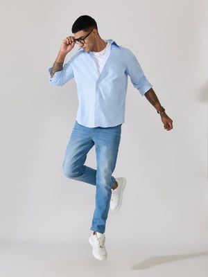 Erzela - Smart Fit Striped Shirt - Sky Blue - Espanshe