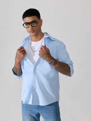 Men's Smart Fit Striped Shirt - Sky Blue