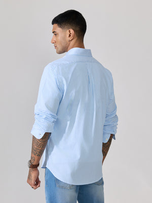 Men's Smart Fit Striped Shirt - Sky Blue