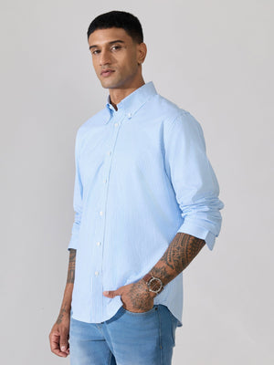 Erzela - Smart Fit Striped Shirt - Sky Blue - Espanshe