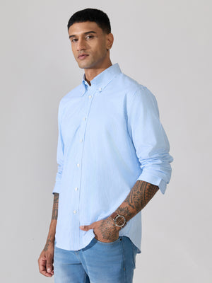 Men's Smart Fit Striped Shirt - Sky Blue