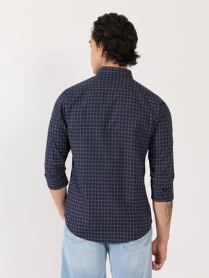 Men's Turkish Fit Casual Checks Shirt - blue