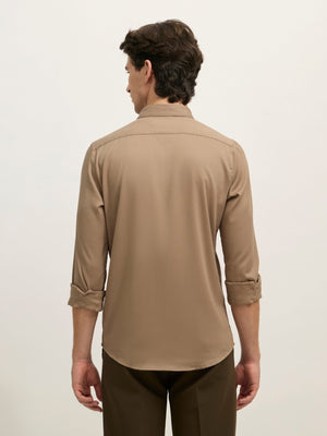 Ivar - Turkish Fit Striped Shirt - Brown - Espanshe