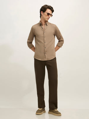 Ivar - Turkish Fit Striped Shirt - Brown - Espanshe