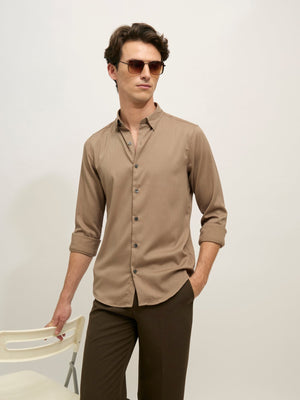 Ivar - Turkish Fit Striped Shirt - Brown - Espanshe