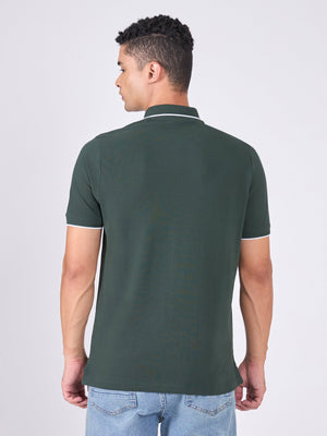 Orwell - Polo T-Shirt with Contrast Tipping - Bottle Green - Espanshe