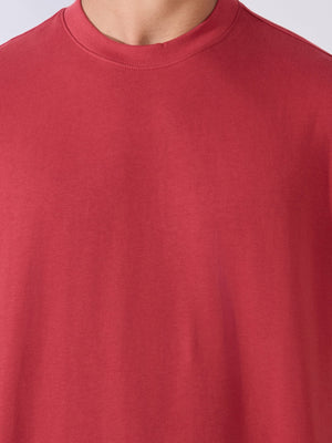 Vynora - Loose Fit Round Neck T-Shirt - Red - Espanshe